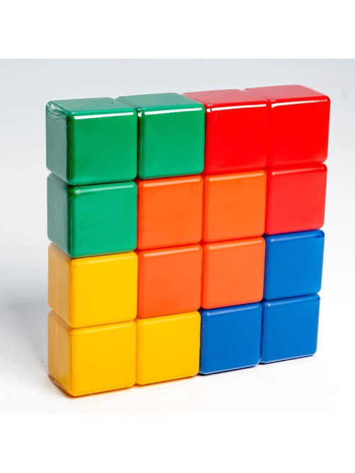 Кубики детские, пластиковые, цветные,16 штук, 6×6 см