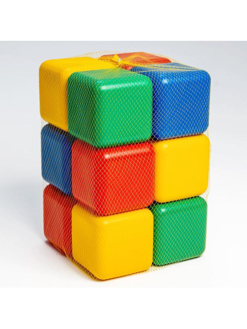 Кубики детские, пластиковые, цветные, 12 штук, 12×12 см
