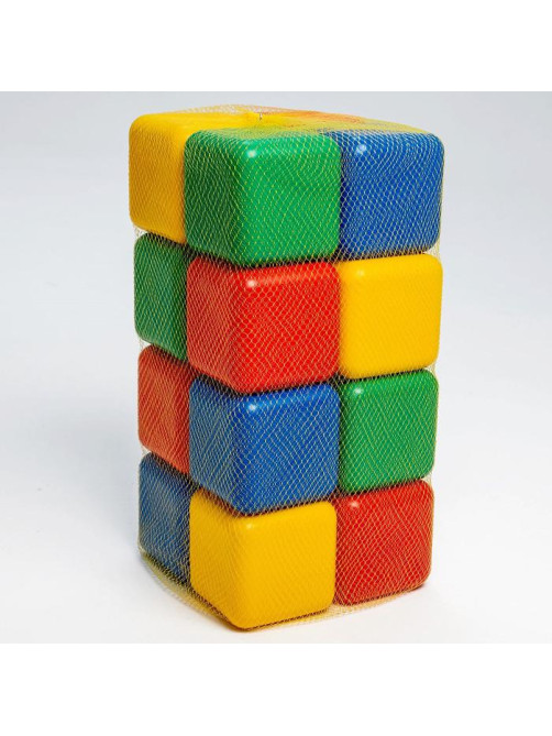 Кубики детские, пластиковые, цветные, 16 штук, 12×12 см