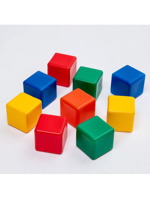 Кубики детские, пластиковые, цветные, 9 штук, 6×6 см