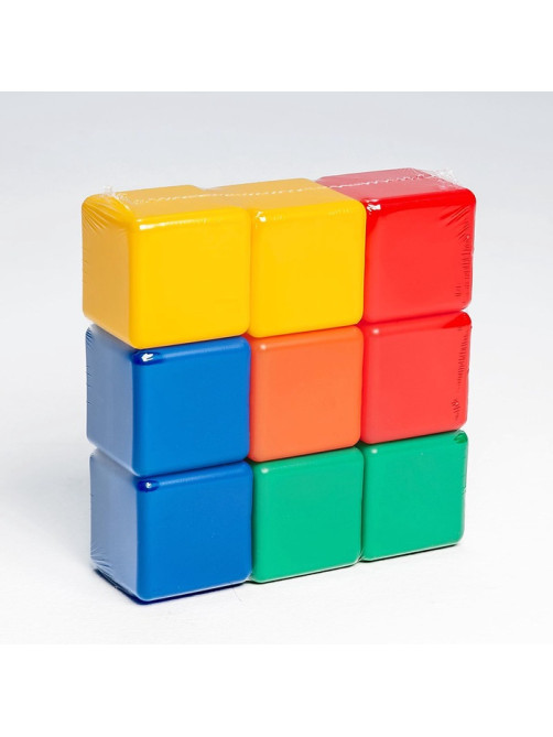 Кубики детские, пластиковые, цветные, 9 штук, 6×6 см