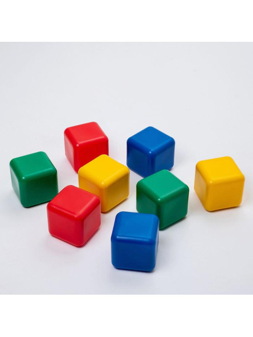 Кубики детские, пластиковые, цветные, 8 штук, 12×12 см