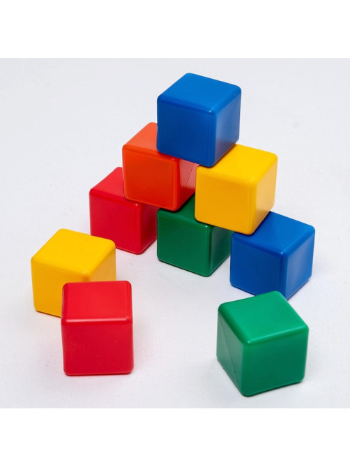 Кубики детские, пластиковые, цветные, 9 штук, 6×6 см