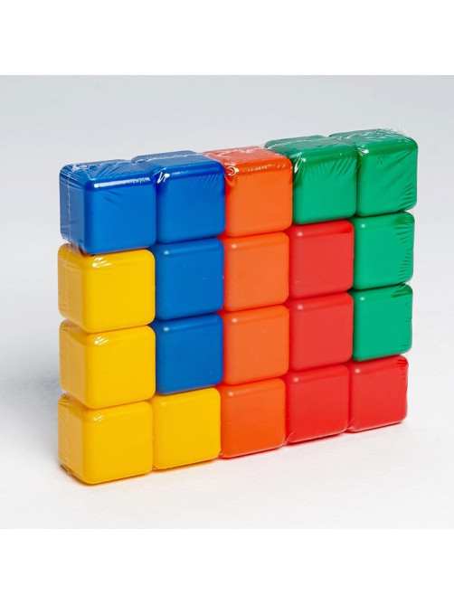 Кубики детские, пластиковые, цветные, 20 штук, 4×4 см