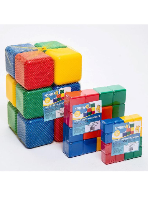 Кубики детские, пластиковые, цветные, 20 штук, 6×6 см