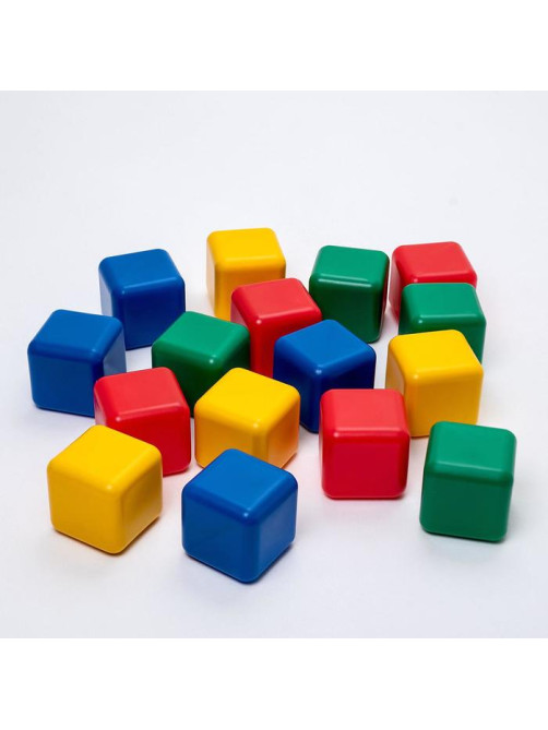Кубики детские, пластиковые, цветные, 16 штук, 12×12 см