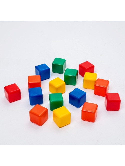 Кубики детские, пластиковые, цветные, 16 штук, 4×4 см