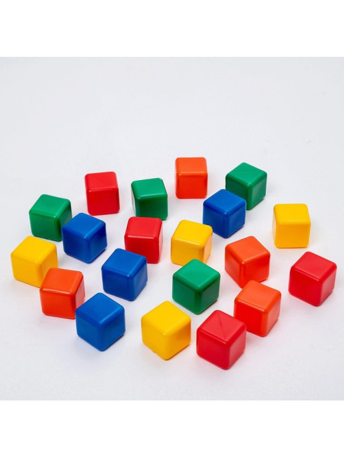 Кубики детские, пластиковые, цветные, 20 штук, 4×4 см