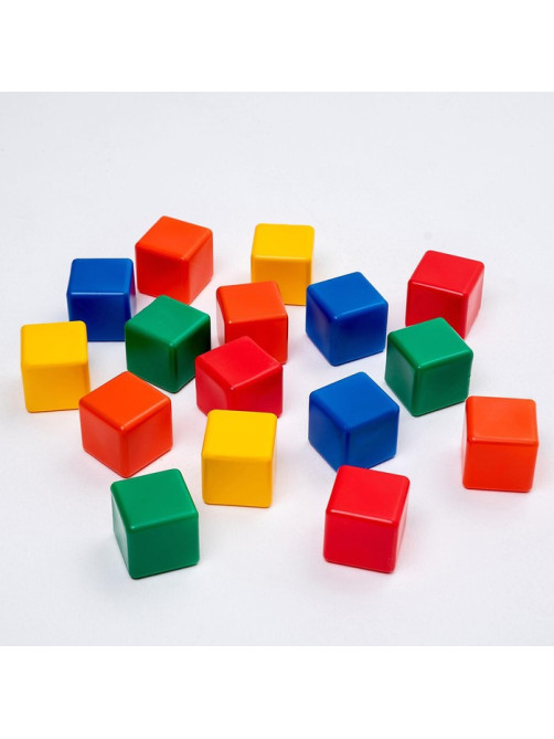 Кубики детские, пластиковые, цветные,16 штук, 6×6 см