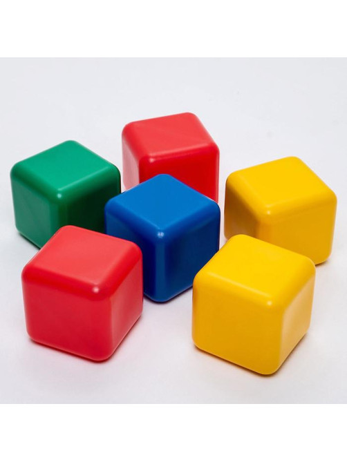 Кубики детские, пластиковые, цветные, 6 штук, 12 х 12 см