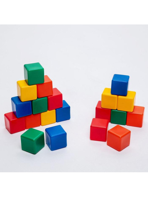 Кубики детские, пластиковые, цветные, 20 штук, 6×6 см