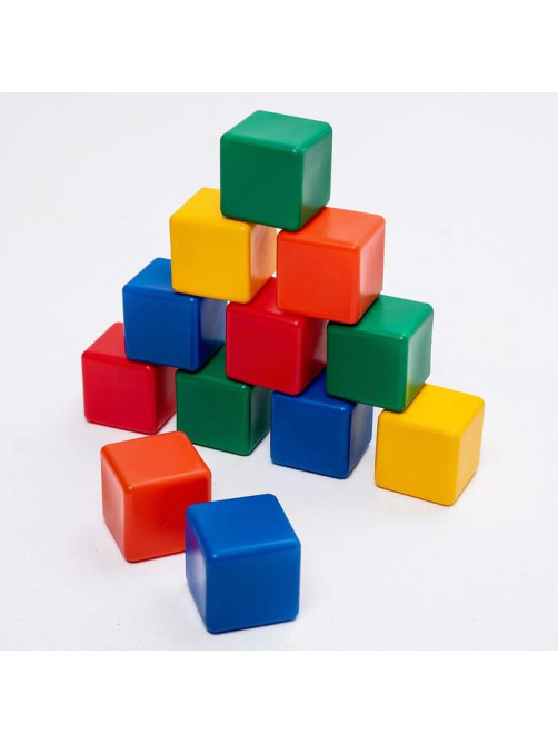 Кубики детские, пластиковые, цветные, 12 штук, 6×6 см