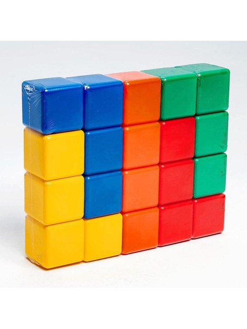 Кубики детские, пластиковые, цветные, 20 штук, 6×6 см