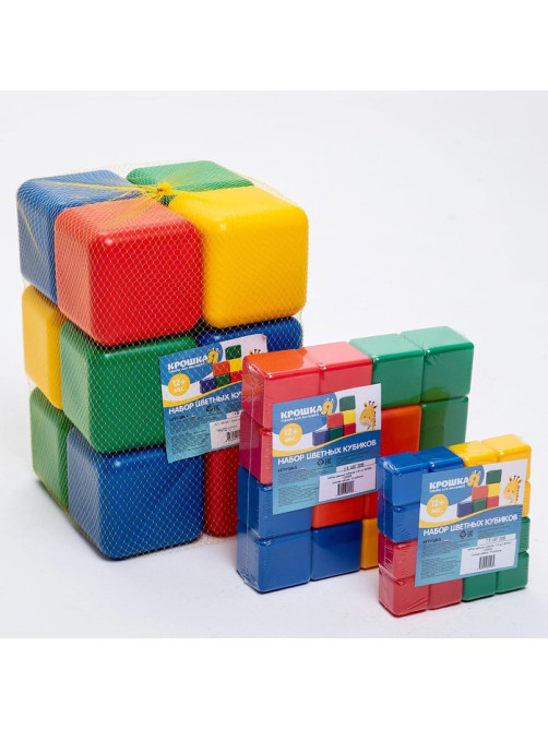 Кубики детские, пластиковые, цветные, 9 штук, 6×6 см