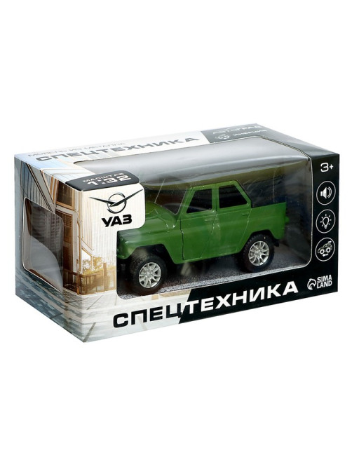Машина металлическая «УАЗ Hunter», инерция, 1:32, свет и звук, цвет зелёный