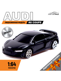 Машина металлическая AUDI R8 COUPE, 1:64, цвет черный матовый
