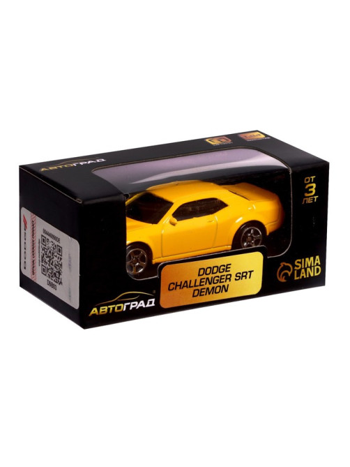 Машина металлическая DODGE CHALLENGER SRT DEMON, 1:64, цвет жёлтый