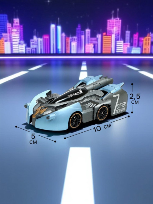 Антигравитационная машинка Wall Racer, радиоуправление, ездит по стенам, работает от аккумулятора, цвет синий