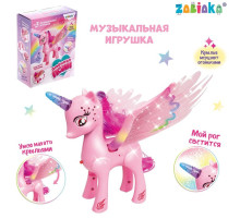 Музыкальная игрушка ZABIAKA «Единорог», световые и звуковые эффекты, машет крыльями, розовая