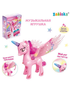 Музыкальная игрушка ZABIAKA «Единорог», световые и звуковые эффекты, машет крыльями, розовая