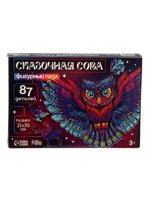 Пазл деревянный фигурный Puzzle «Сказочная сова», 87 элементов