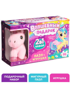 Пазлы с игрушкой «Волшебный подарок», 86 деталей
