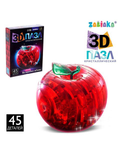 Пазл 3D детский кристаллический «Яблоко», 45 деталей, светящийся, цвета МИКС, работает от батареек