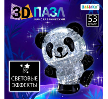 Пазл 3D детский ZABIAKA «Панда», кристаллический, 53 детали, светящийся, МИКС