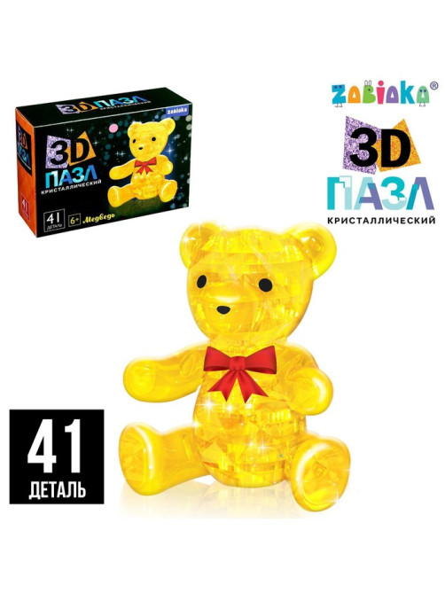 Пазл 3D кристаллический ZABIAKA «Медведь», 41 деталь, МИКС