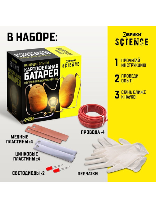 Набор для опытов «Картофельная батарейка»