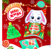 Антистресс игрушка - сюрприз Funny toys «Новогодний Мяк-жмяк», МИКС, мялка с наклейками