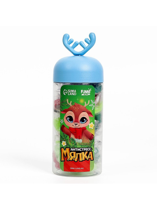 Антистресс сквиш мялка Funny toys «Новый год», в 1 банке 20 мялок, МИКС