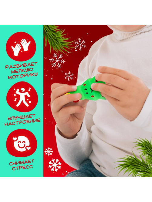 Антистресс игрушка - сюрприз Funny toys «Новогодний Мяк-жмяк», МИКС, мялка с наклейками