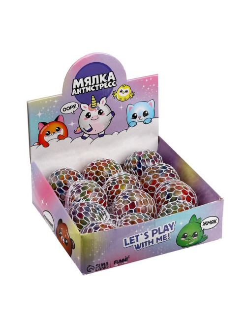 Антистресс сквиш мялка Funny toys «Let's play with me», с гидрогелем, в шоубоксе, МИКС