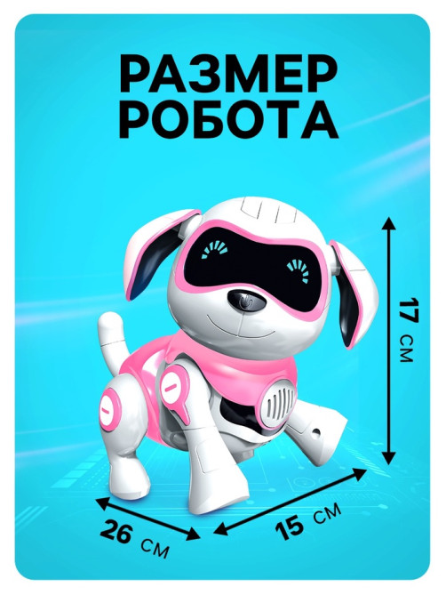 Робот собака «Чаппи» IQ BOT, интерактивный: сенсорный, свет, звук, музыкальный, танцующий, на аккумуляторе, на русском языке, розовый