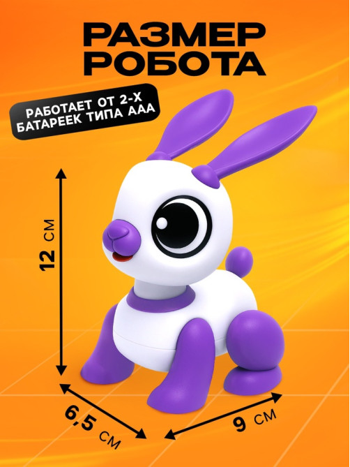 Робот кролик «Питомец» IQ BOT, интерактивный: с записью звуков, реагирует на хлопки, звук, свет, на батарейках, розовый
