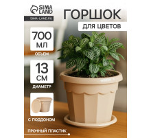 Горшок для цветов с поддоном Доляна «Эрика», 0.7 л, цвет пудровый