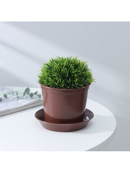 Горшок для цветов с поддоном «Доляна», 800 мл, пластиковый, коричневый, оттенок МИКС