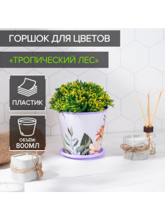 Горшок для цветов Доляна «Тропический лес», 800 мл, цвет лиловый