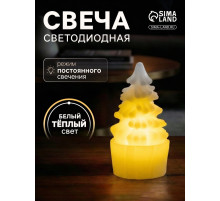 Светодиодная фигура «Свеча ёлка» 4.5×10×4.5 см, пластик, от батареек AG13×3, свечение тёплое белое