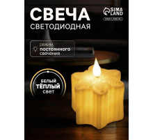 Светодиодная фигура «Снежинка» 7×8.5×8 см, пластик, от батареек AG13×3, свечение тёплое белое