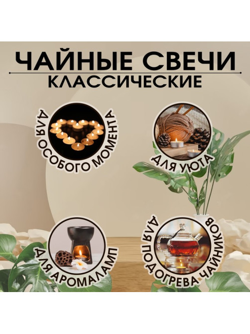 Набор свечей чайных, 100 шт., белый, «Дарим красиво»