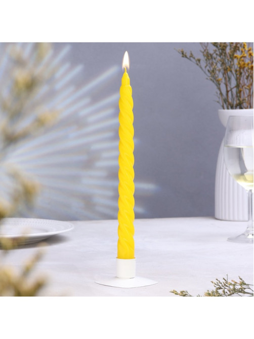 Свеча витая, 2.2×25 см, лакированная жёлтая