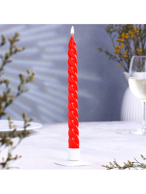 Набор свечей витых, 2.2×25 см, лакированная, 2 шт., красный
