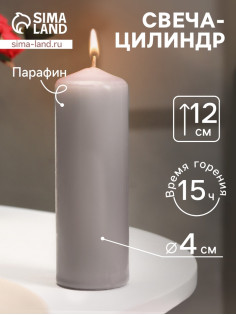 Свеча - цилиндр, 4×12 см, 15 ч, дымка