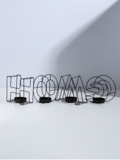 Подсвечник металлический на 4 свечи TAKE IT EASY, Home, 13.5×42 см, чёрный