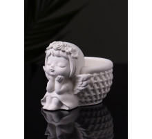 Подсвечник на 1 свечу «Ангел с корзинкой», гипс, 9×6.5×7 см