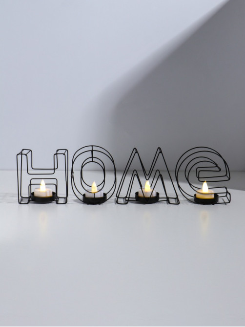 Подсвечник металлический на 4 свечи TAKE IT EASY, Home, 13.5×42 см, чёрный