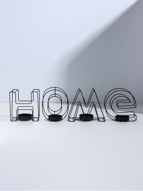 Подсвечник металлический на 4 свечи TAKE IT EASY, Home, 13.5×42 см, чёрный