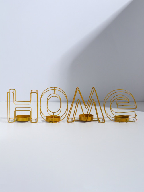 Подсвечник металлический на 4 свечи TAKE IT EASY, Home, 13.5×42 см, золото